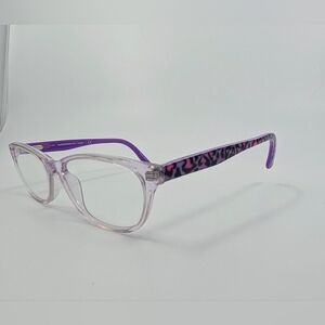 Marchon NYC Junior Kids Girls Eyeglasses 48-15-130 Clear Violet Pink Leopard